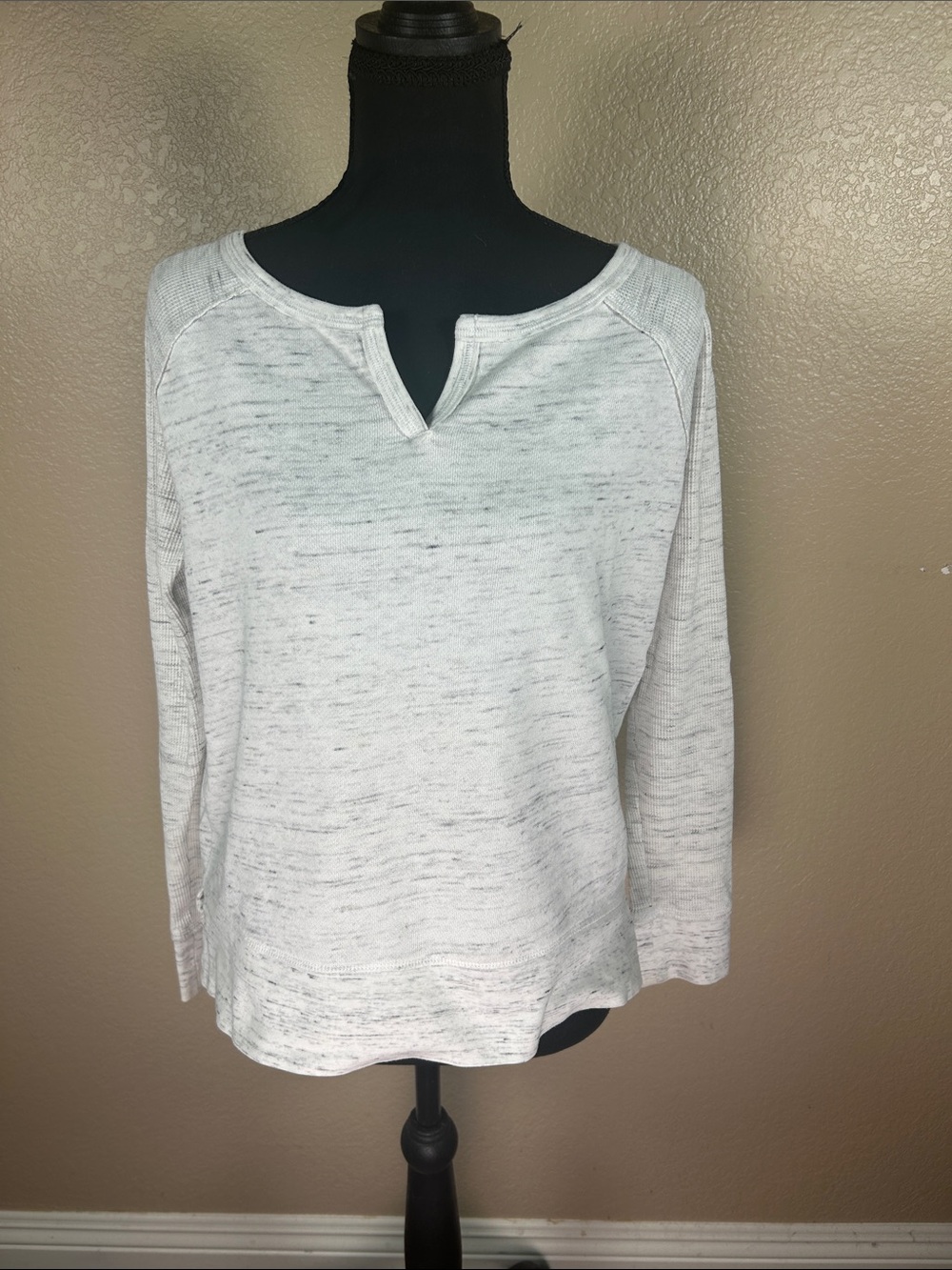 Calvin Klein Performance Space Dye Long Sleeve Split Neck Top